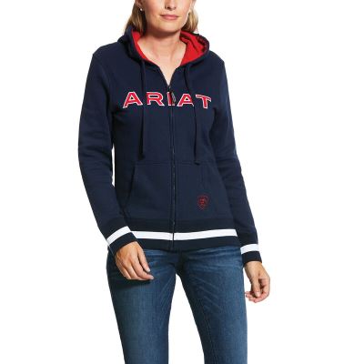 Ariat Logo - Hoodie Donkerblauw / Rood Dames - 11348-387